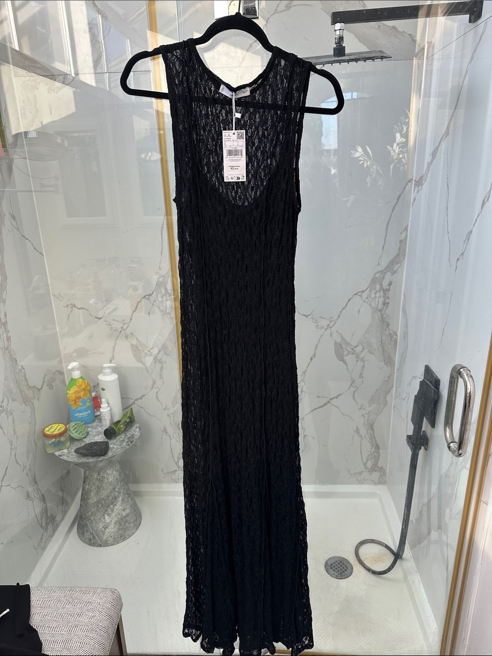 Mango Black Lace Sleeveless Maxi Dress